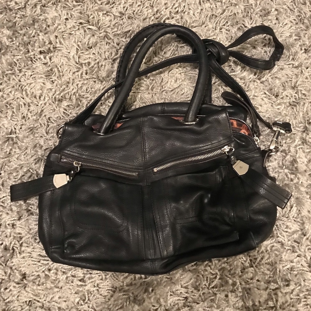 Black leather crossbody bag